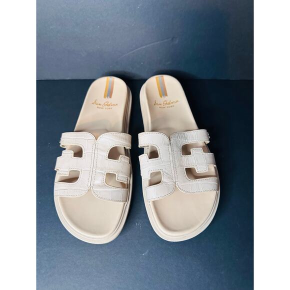 Sam Edelman Valeri Leather Signature Cutout Slide Sandals CROC Beige US 8 38 - Picture 7 of 7